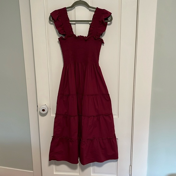 Hill House Home Ellie Nap Dress in Burgundy Size Small 100% Cotton Maxi Dress - Picture 4 of 10